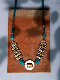 925 Sterling Silver Two Tone 22K Gold Plated Elephant Design Necklace With Turquoise Gemstone view 3
