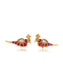 Red and White Kundan Small Peacock Studs