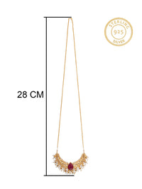 925 Sterling Silver Gold Plated Necklace with Ruby and Pearl view 4