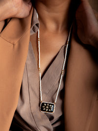 Gold Plated Black Onyx Pearl Necklace view 4