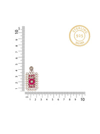 925 Sterling Silver Ruby and Pearl Studs view 4
