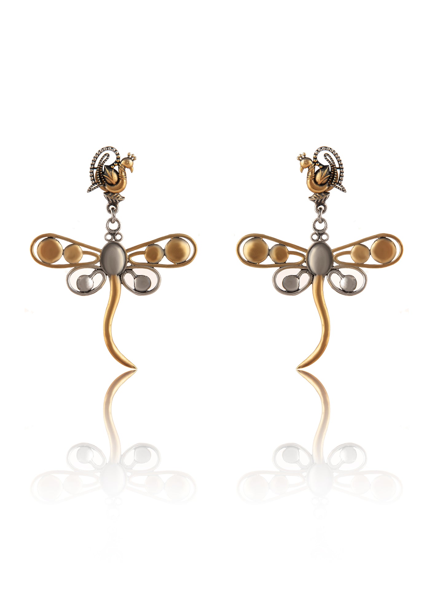 925 Sterling Silver Two Tone Butterfly Earrings