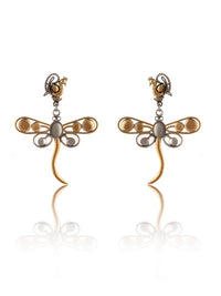 925 Sterling Silver Two Tone Butterfly Earrings view 3