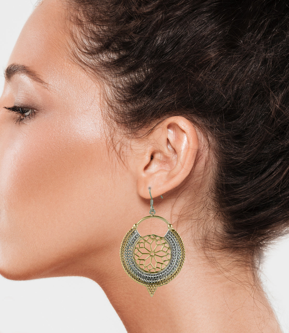 925 Sterling Silver Two Tone Danglers view 3