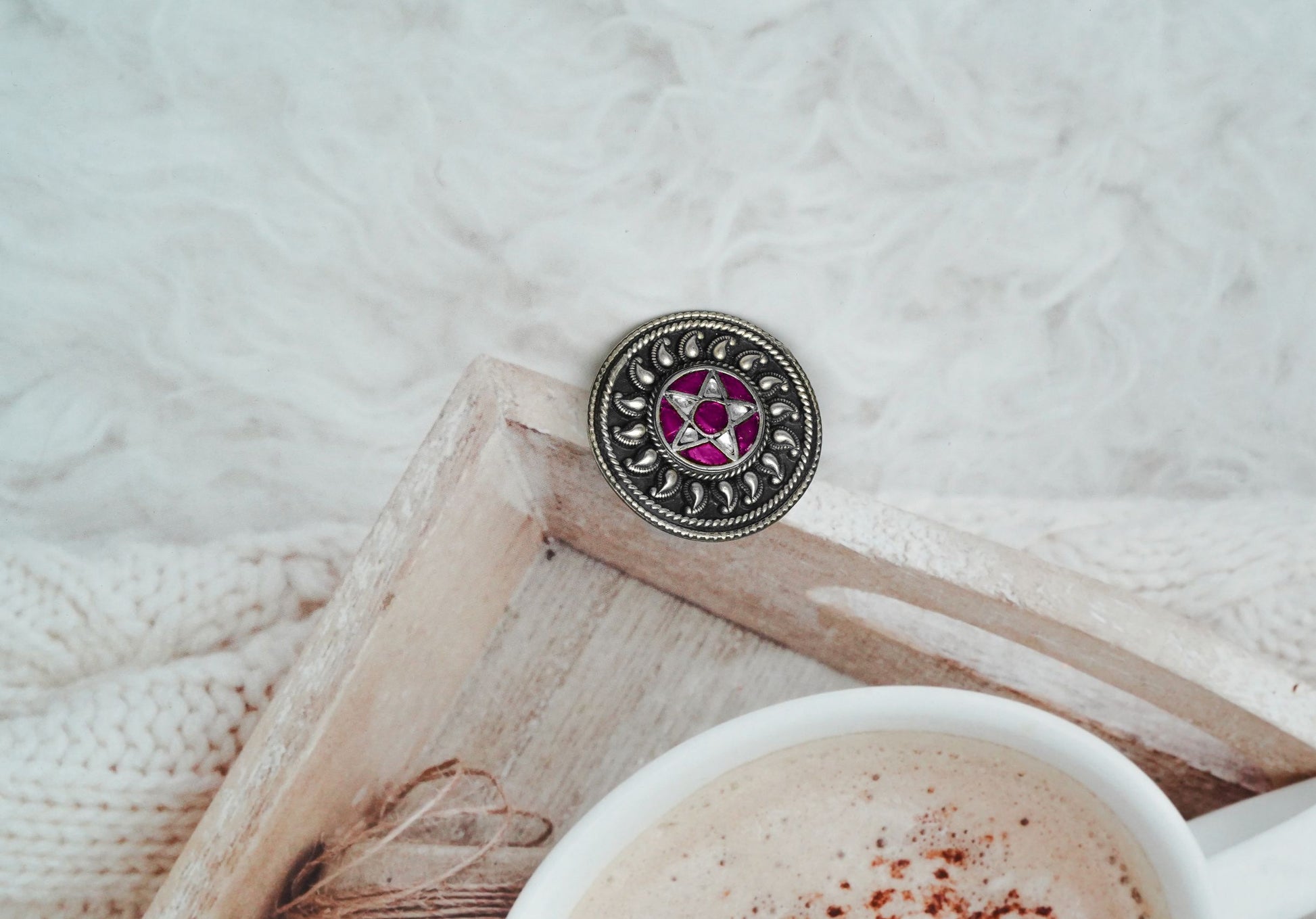Paisley Pink Stone and Kundan Ring - Neeta Boochra Jewellery