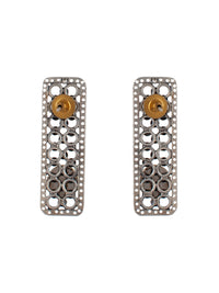925 Sterling Silver Two Tone Rawa Earrings with Kundan Motif view 5