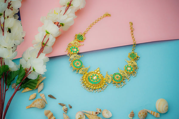 925 Silver Gold Plated Kundan Necklace alternate