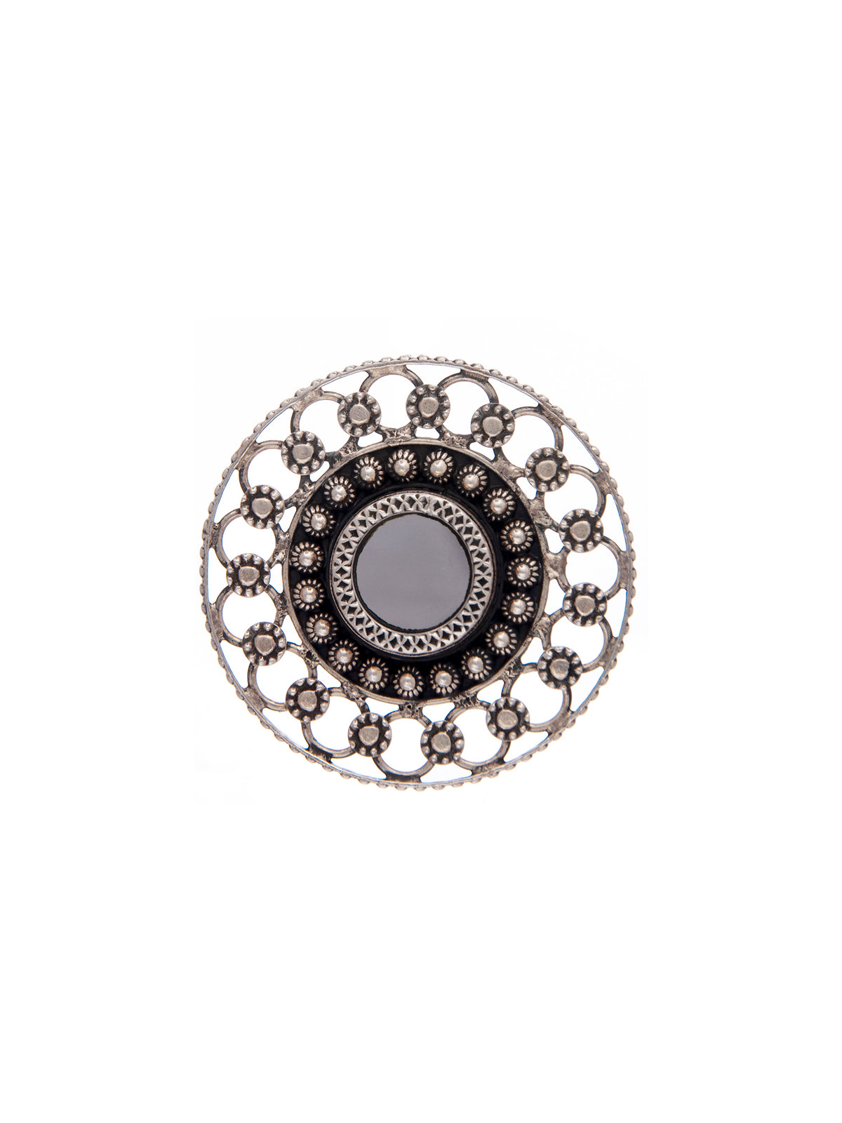 Silver Round Adjustable Ring view 3