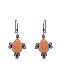 Silver Peach Kundan Danglers view 3