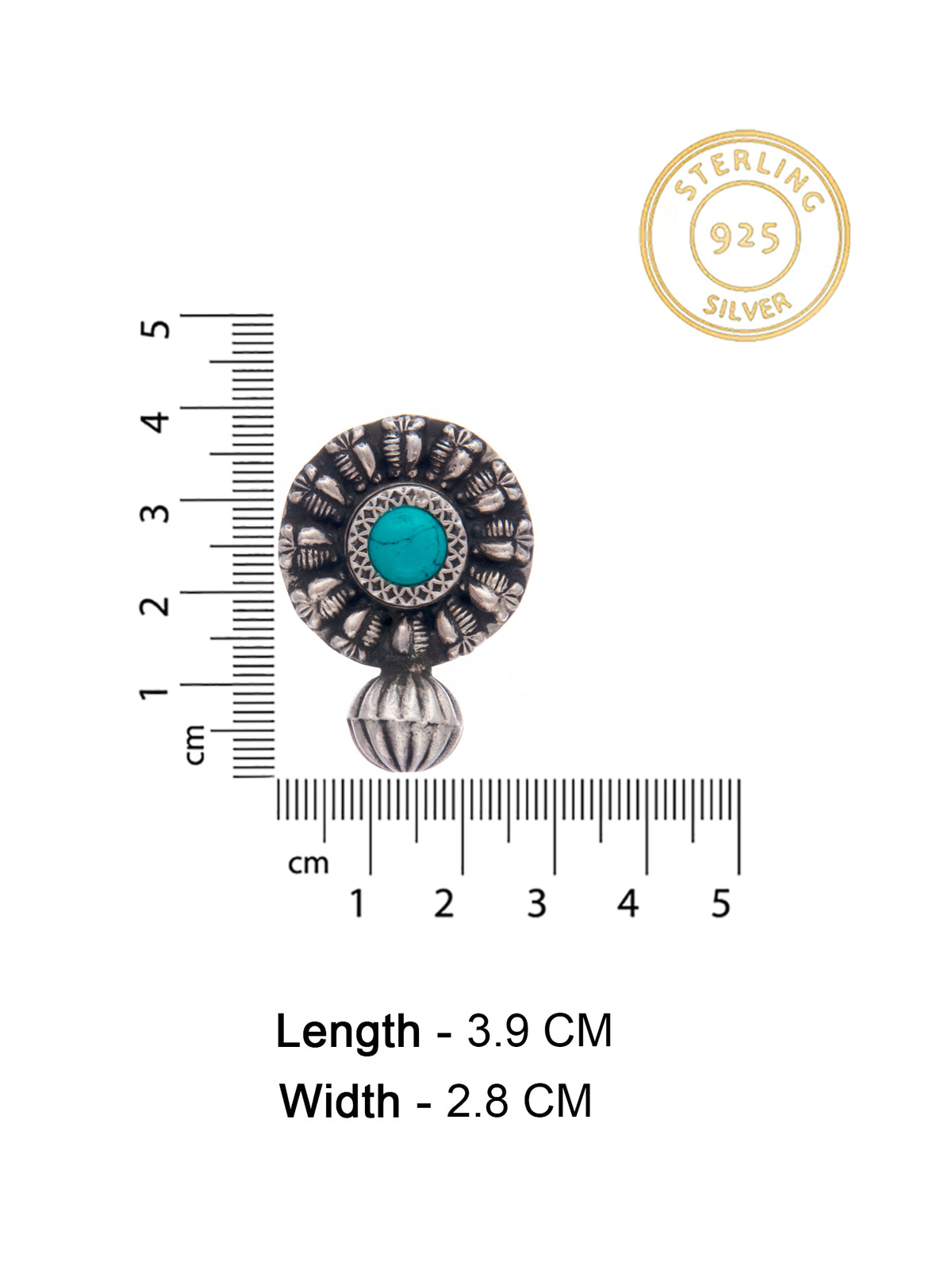 Silver Fusion Turquoise Round Studs view 4