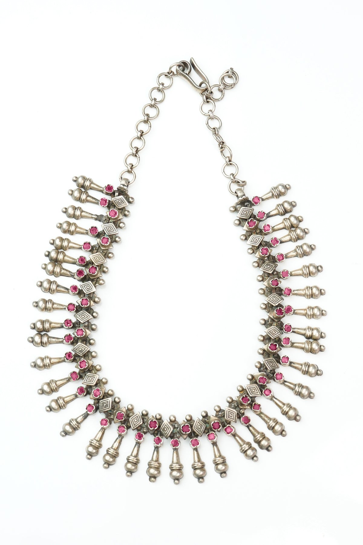 Tribal Silver Necklace with Rubies view 1
