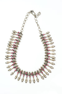 Tribal Silver Necklace with Rubies view 1