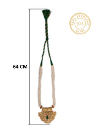925 Sterling Silver 22K Gold Plated Pearl Beaded Necklace With Green Onyx Gemstone view 5