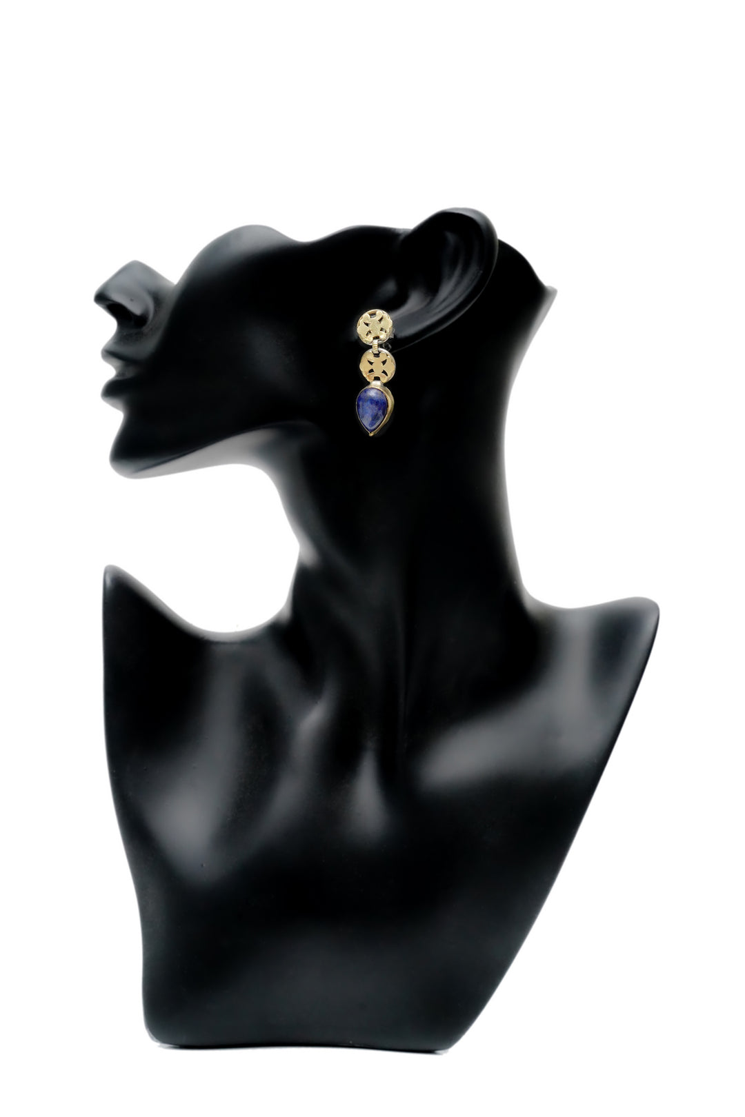 925 Silver Gold Plated Earrings with Blue Lapis - Neeta Boochra Jewellery