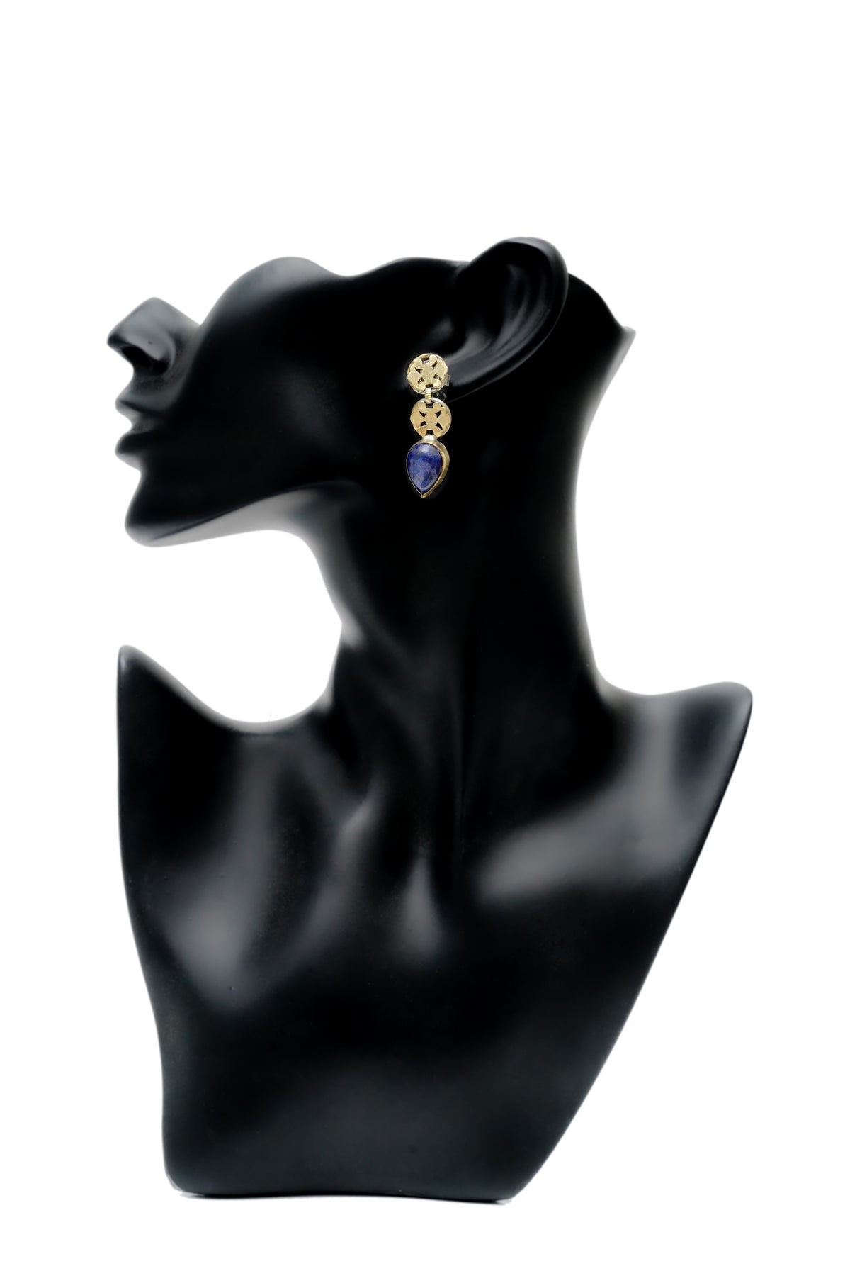 925 Silver Gold Plated Earrings with Blue Lapis view 3