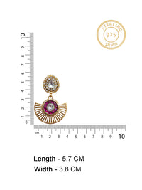 925 Sterling Silver Gold Plated Multicolored Kundan Earring view 4