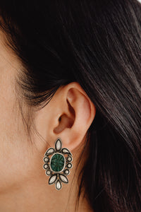 925 Sterling Silver Earrings with Green Gemstone view 3