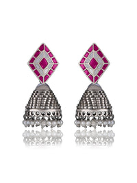 Square Kundan Studs with Pearl Jhumki view 1