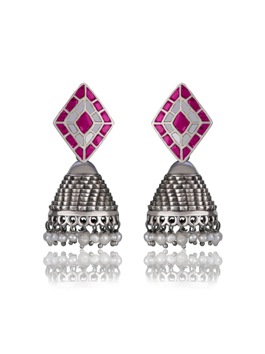 Square Kundan Studs with Pearl Jhumki