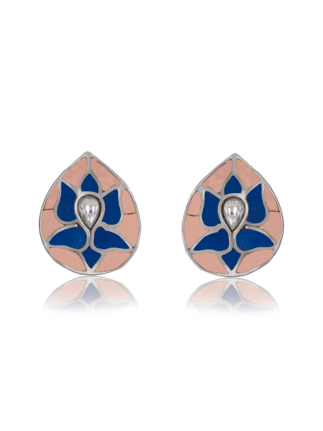 Pink and Blue Lotus Signature Studs view 1