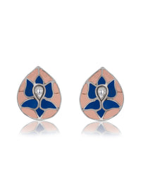 Pink and Blue Lotus Signature Studs view 1