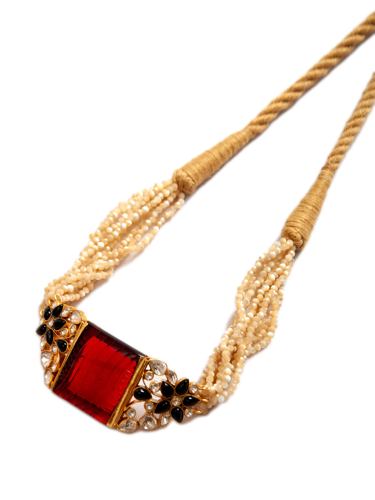 Svarnam Moissanite Red Carved Stone Choker view 3