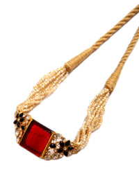 Svarnam Moissanite Red Carved Stone Choker view 3