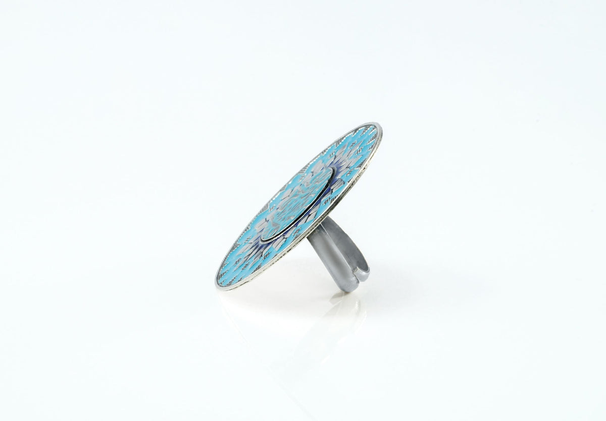 Sky Blue Pyramid Cocktail Ring view 2