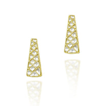 925 Silver Gold Plated White Kundan Trapezium Studs view 1