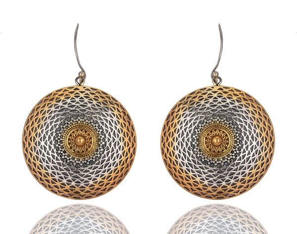 925 Sterling Silver Two Tone Mesh Earrings