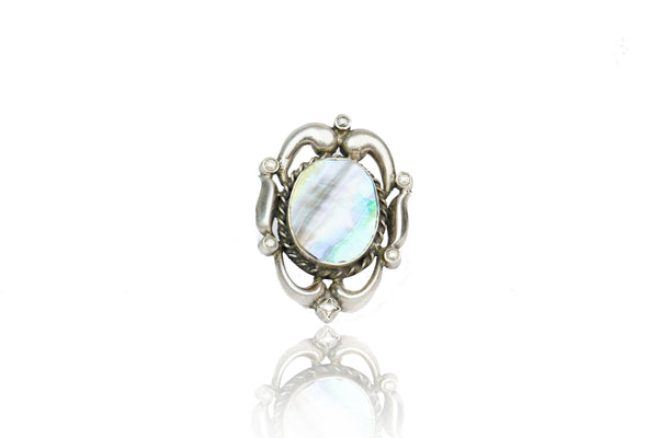 Mother of Pearl 925 Silver Ring with Pearls