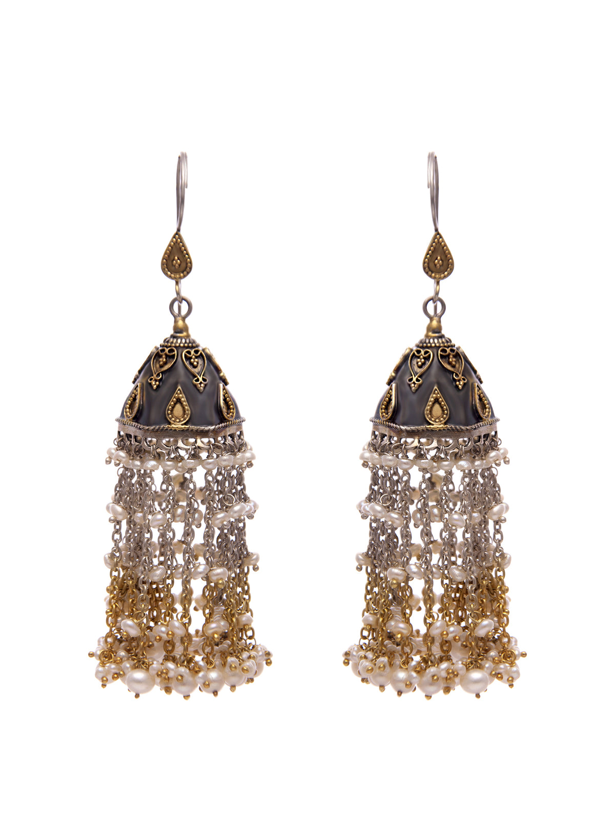 Svarnam Festive Jhumki with Pearl view 3
