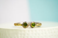 925 Silver Two Tone Chitai Bangle with Natural Green Gemstone view 5