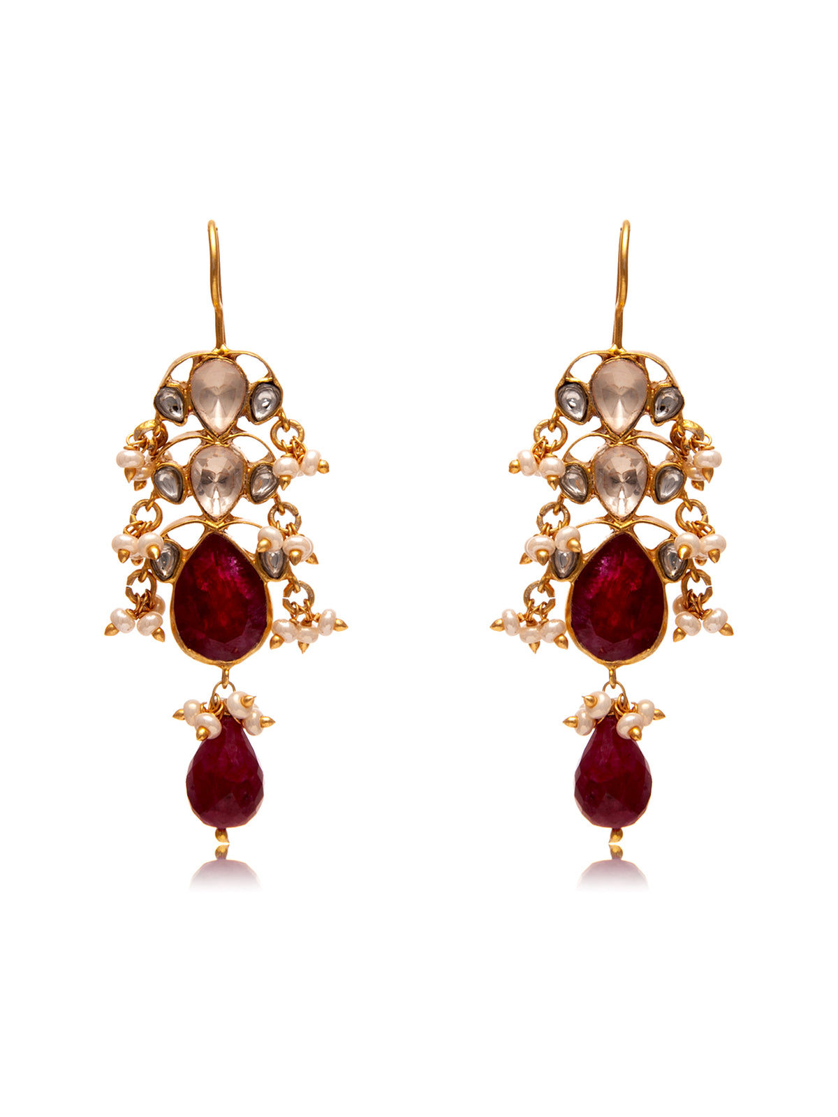 Svarnam Moissanite Ruby Danglers view 3
