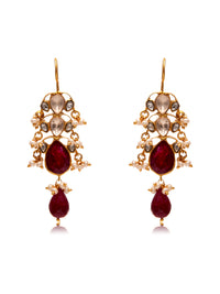 Svarnam Moissanite Ruby Danglers view 3