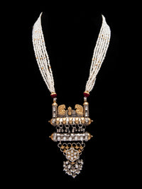 Svarnam Kundan and Pearl Long Necklace view 3
