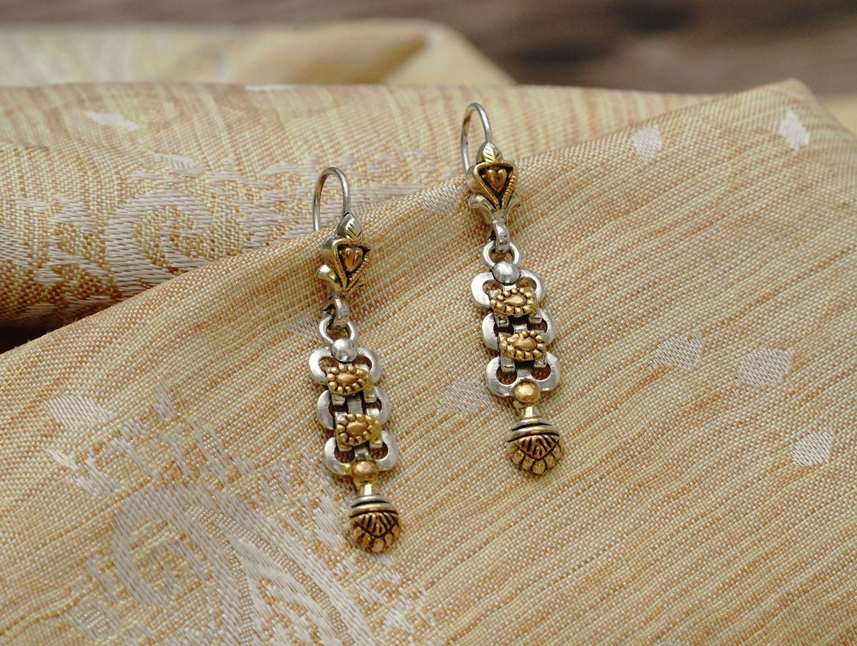 925 Silver Two Tone Danlger Earrings view 3