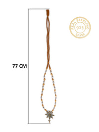 925 Sterling Silver Two Tone 22K Gold Plated Dholki Necklace With Star Design view 4