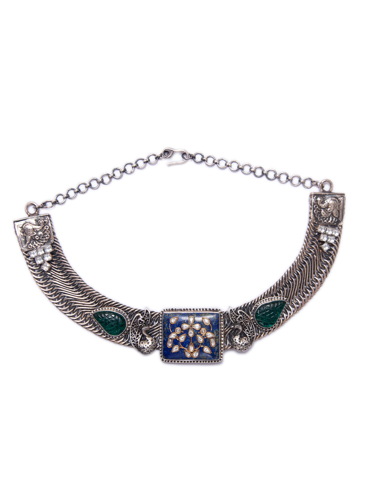 Silver Statement Blue Lapis Fusion Necklace view 5