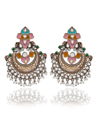 925 Sterling Silver Two Tone Meenakari Chaandbali view 1