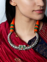 925 Sterling Silver Necklace With Multicolor Kundan view 1
