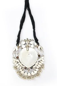 Silver Necklace with Motif and Black Patwa Thread view 2
