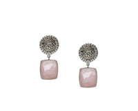 925 Silver Floral Earrings with Rose Quartz view 4