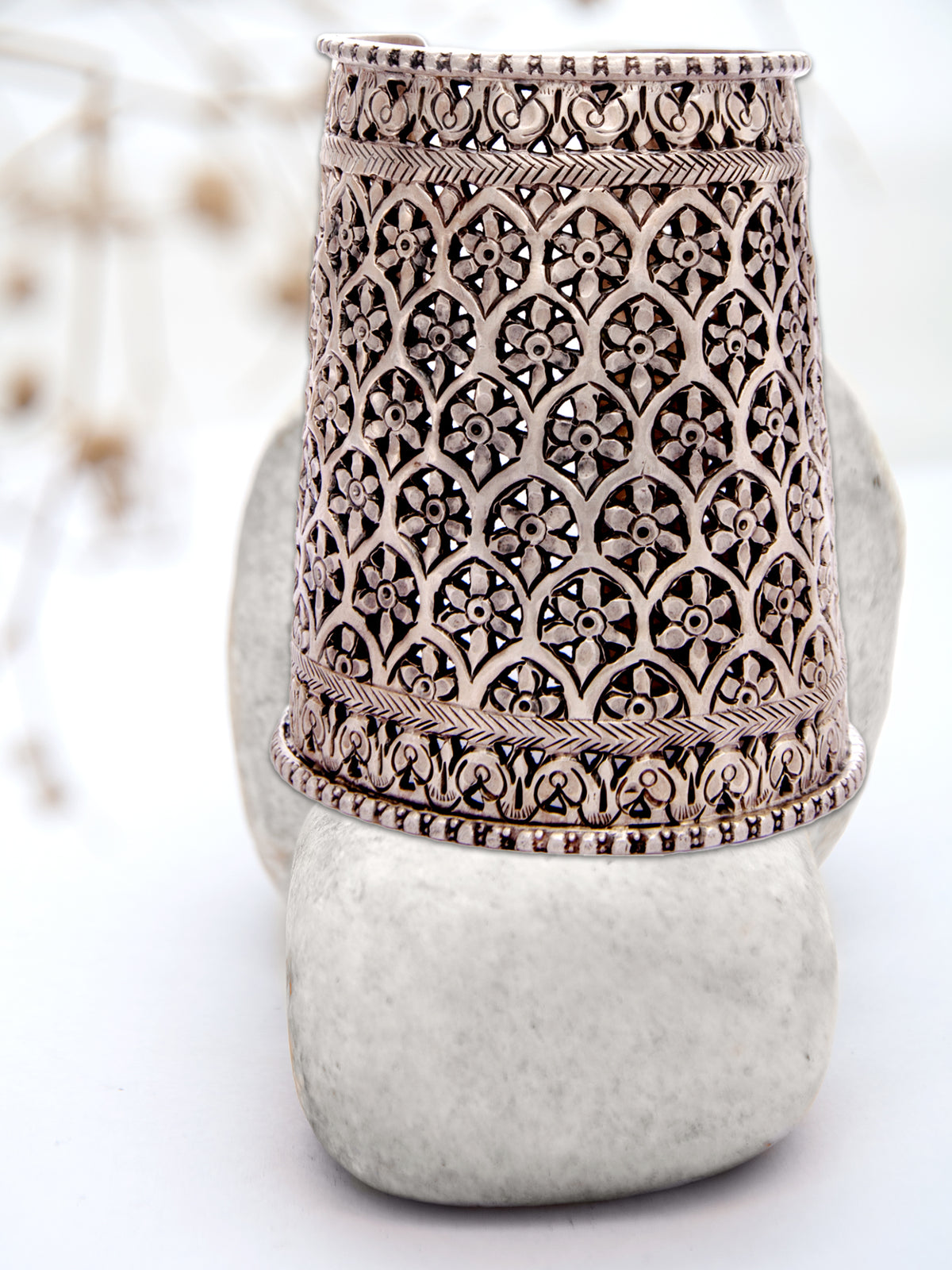 Silver Chitai Big Bangle view 1