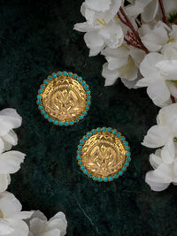 925 Sterling Silver Gold Plated Chitai Studs with Turquoise view 3