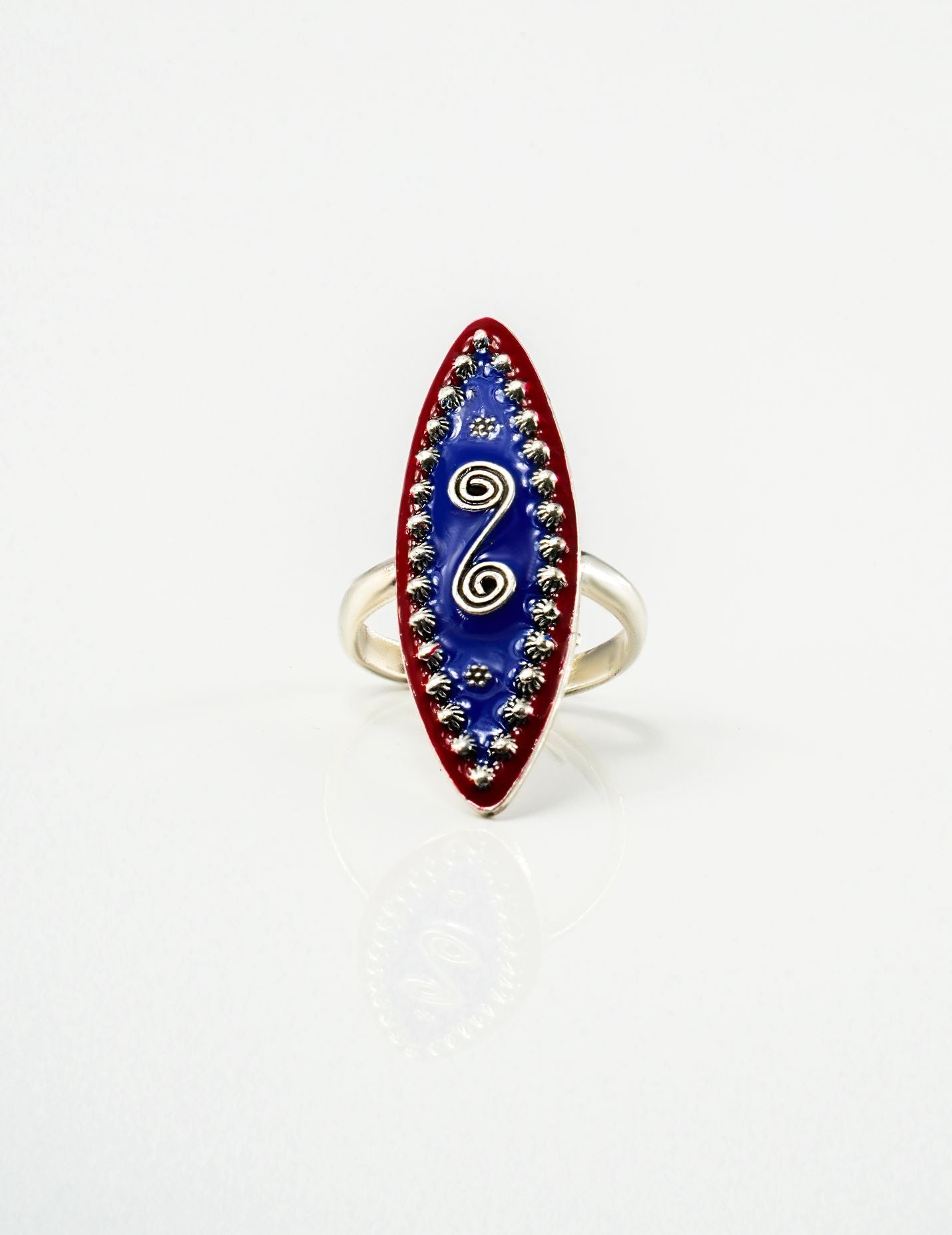 Myriad Blue and Red Long Ring - Neeta Boochra Jewellery