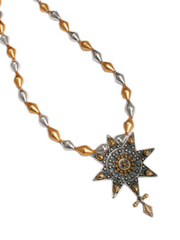 925 Sterling Silver Two Tone 22K Gold Plated Dholki Necklace With Star Design view 3