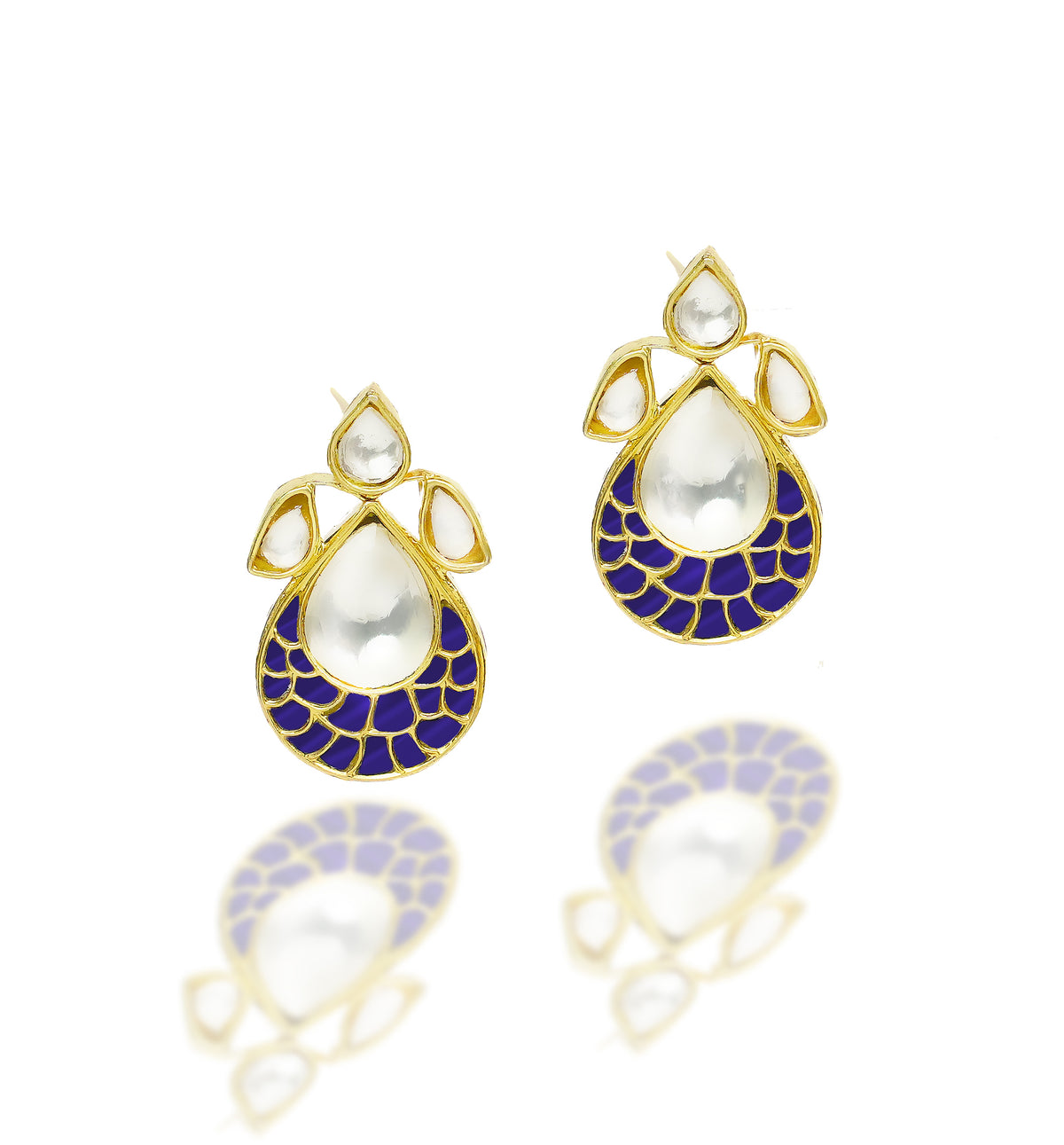 925 Silver Gold Plated Silver and Blue Kunan Studs view 1
