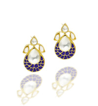 925 Silver Gold Plated Silver and Blue Kunan Studs view 1