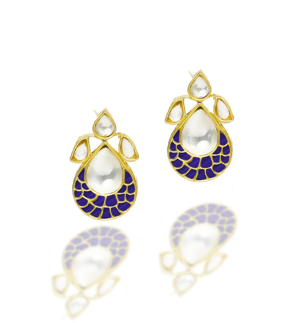 925 Silver Gold Plated Silver and Blue Kunan Studs